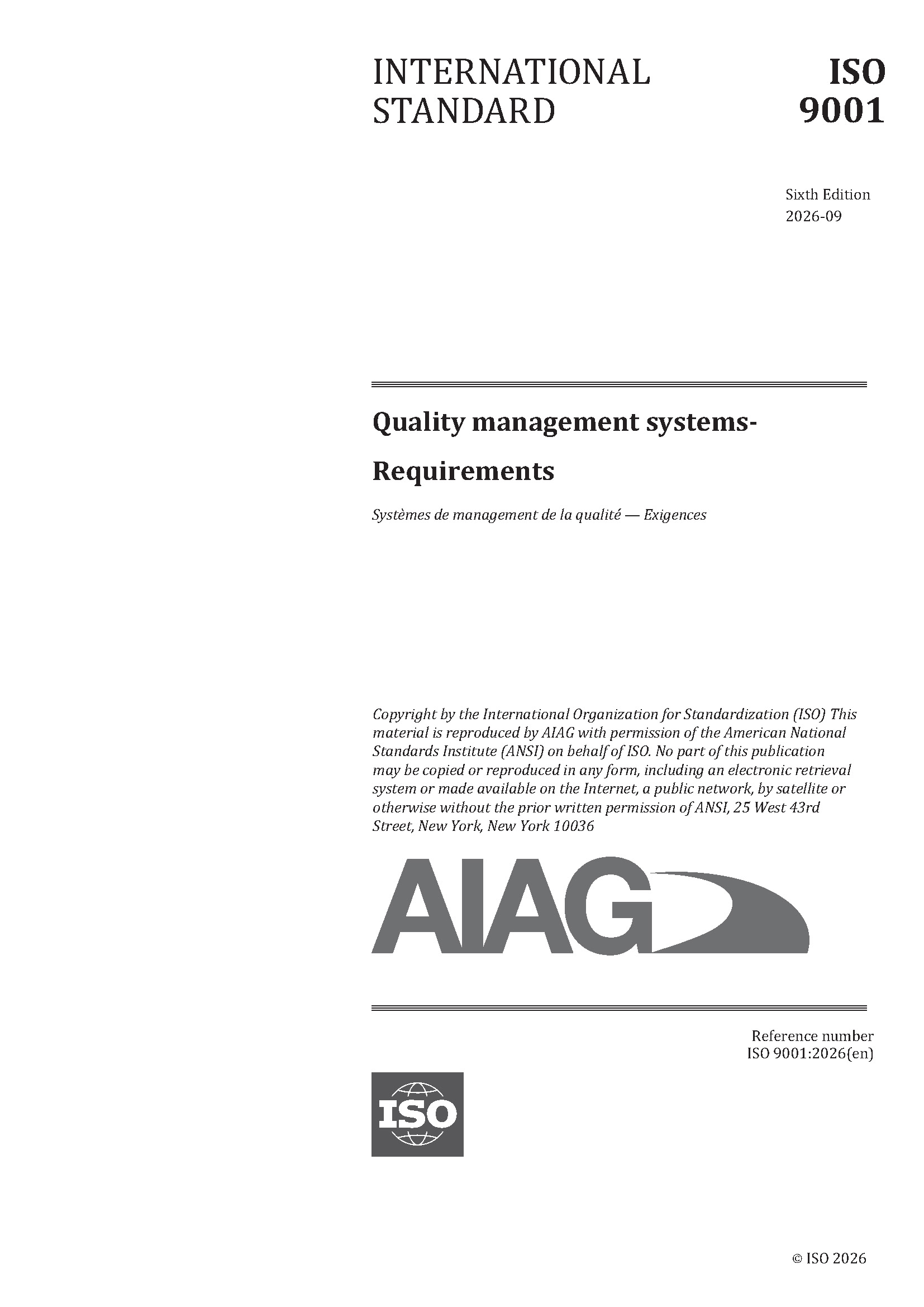 AIAG ISO 9001:2026 QMS - Requirements (1.9.2026)